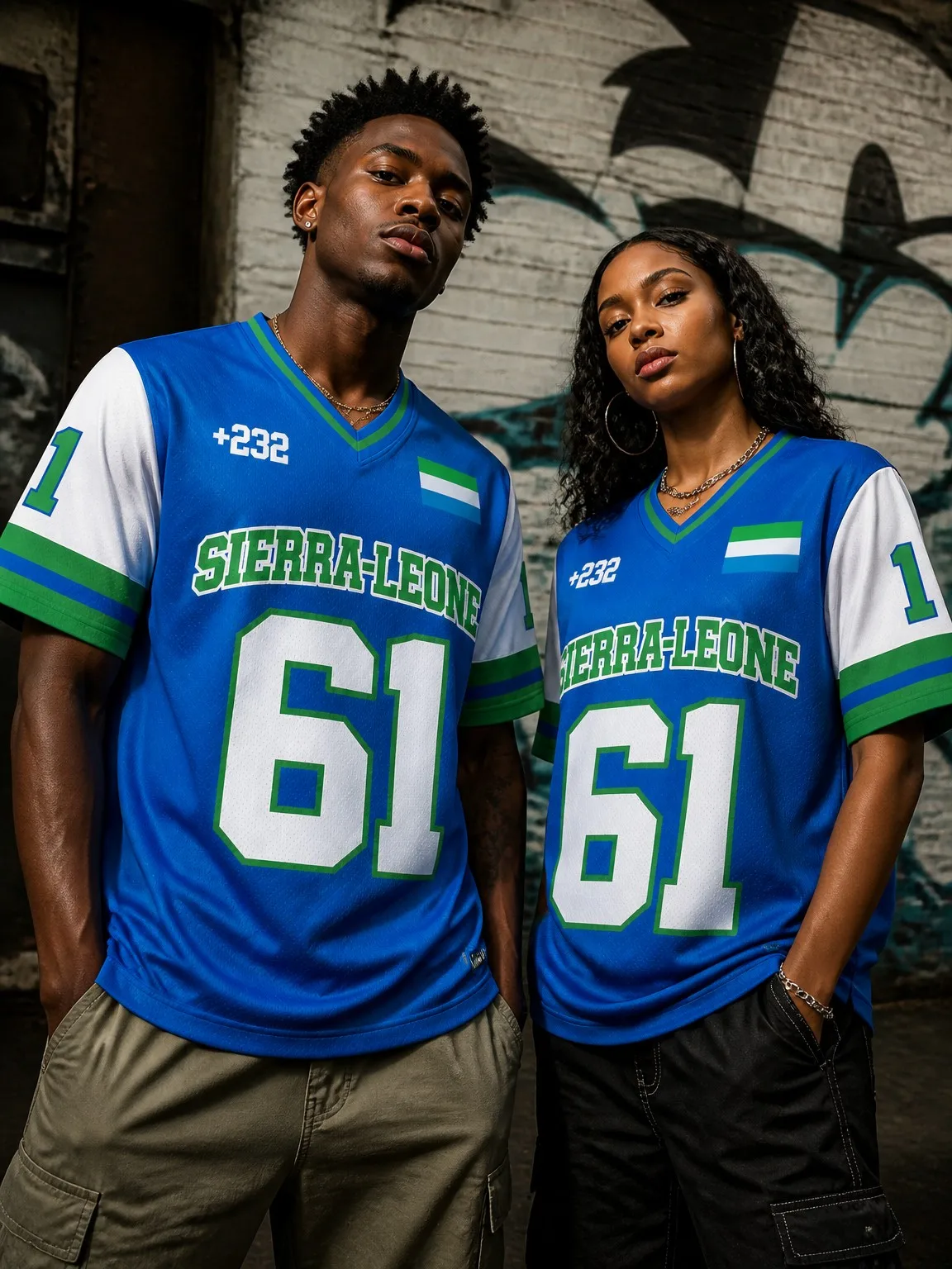 2026 Summer Sierra Leone Print Retro Street Style T-Shirt, Men's and Women's Jersey, V-neck Short Sleeve Casual Sports Shirt Top