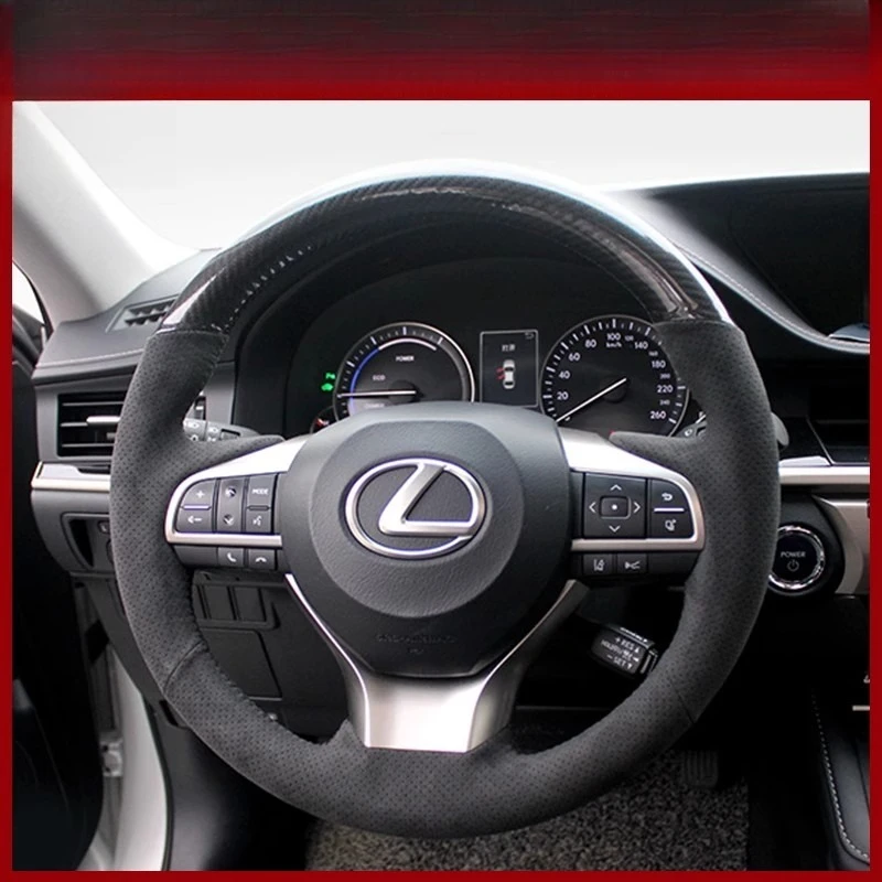 DIY Hand Sewing Genuine leather suede car Steering Wheel Cover For Lexus ES200 ES250 ES300h 2015-2018 GS200 GS300h GS450h RX200t