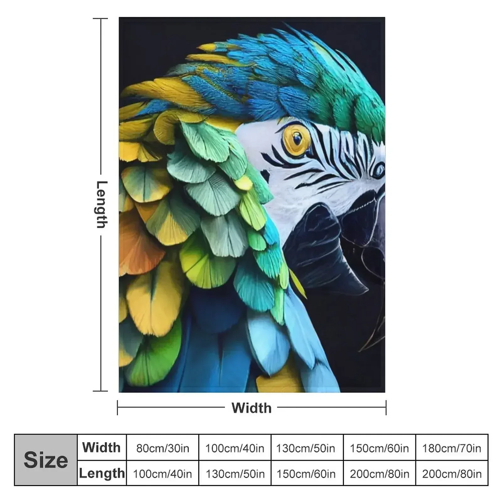 Cute Parrot - Macaw Parrot Throw Blanket couch cozy soft plush fuzzy picnic outdoor blanket