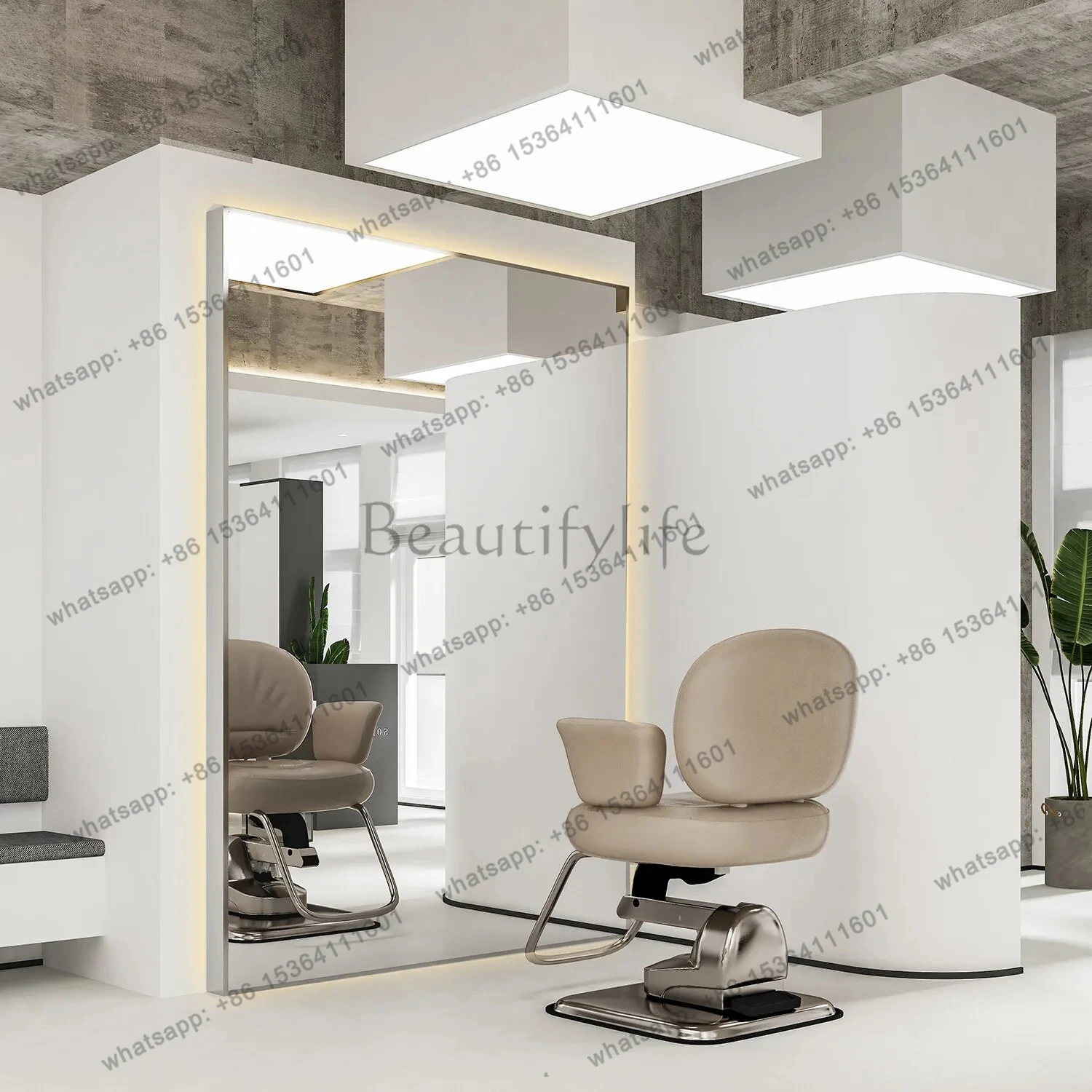 barber shop mirror hairdressing shop mirror table hair salon special hair cutting double-sided full body floor mirror