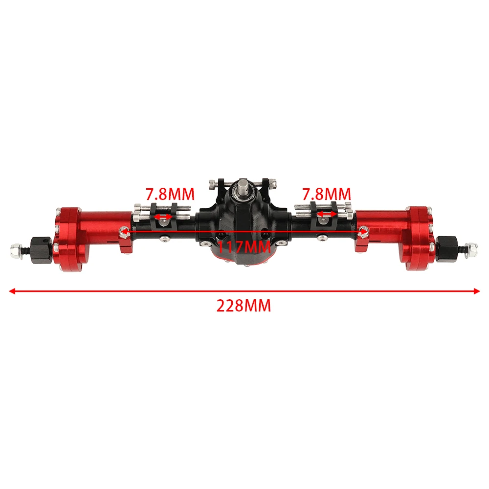 AX90060 90046 90047 أحمر/أسود/فضي 1/10 محور البوابة مع ترس لأجزاء متسابق الصخور الزاحفة المعدنية المرتفعة المحورية SCX10 II RC