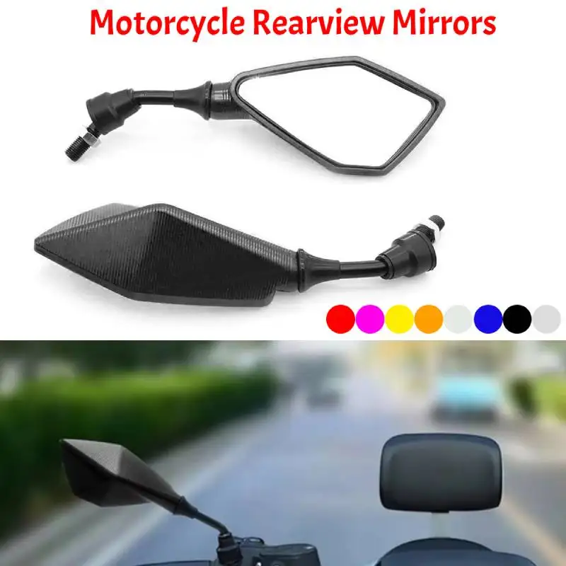 Motorcycle Mirrors Universal 10MM Motorcycle Rearview Mirrors Scooter E-Bike ATV Dirt Bike Rear View Mirrors HD Side Mirror