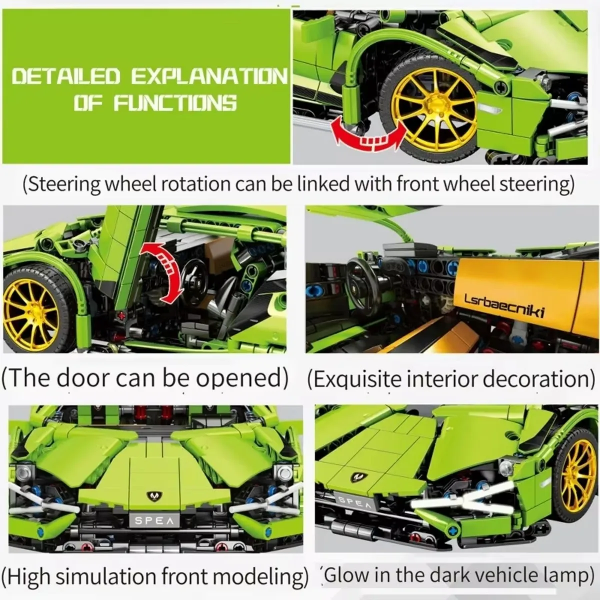 Technical Racing Sport Car Model Building Blocks City Mechanical Speed Vehicle Supercar Brick Puzzle Toys Kid Adult Gif