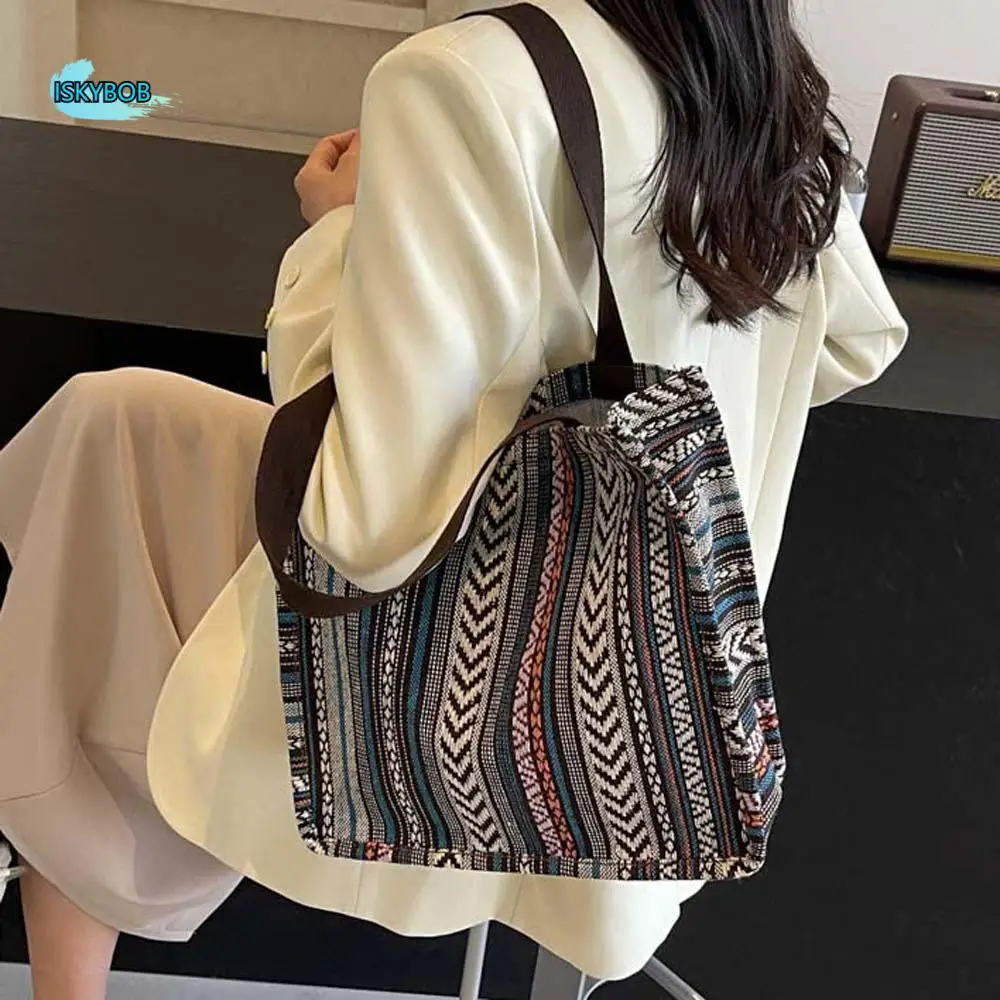 

Retro Ethnic Style Shoulder Bag Chinese Style Storage Pouch Canvas Tote Bag Polyester Small Square Bag Embroidery Handbag