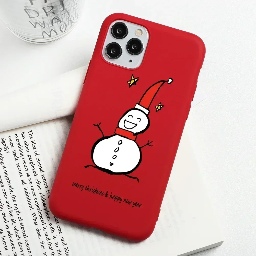 Christmas Gift Phone Case For iPhone 16 15 14 13 12 11 Pro Max Plus 13Mini Cute Cartoon Reindeer Santa Cover Shell Fundas Skins