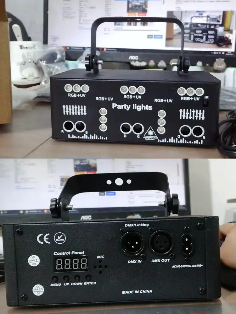 21 yeux fête DJ lumières 15W RGB UV Disco faisceau stroboscopique scène lumière Laser Support DMX 512 son télécommande vacances lampe de mariage