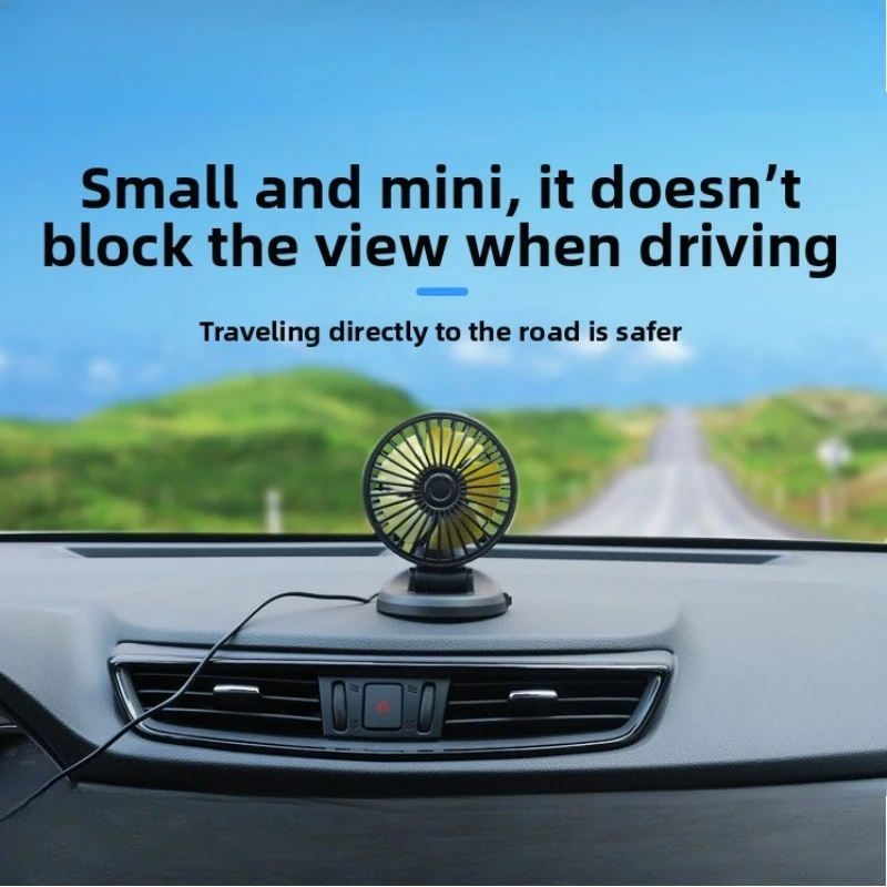 5V Car USB Cooling Fan 12/24V Multi-Angle Rotatable With Cigarette Lighter Plug for Outd Camping Tent Beach Desktop Home Car