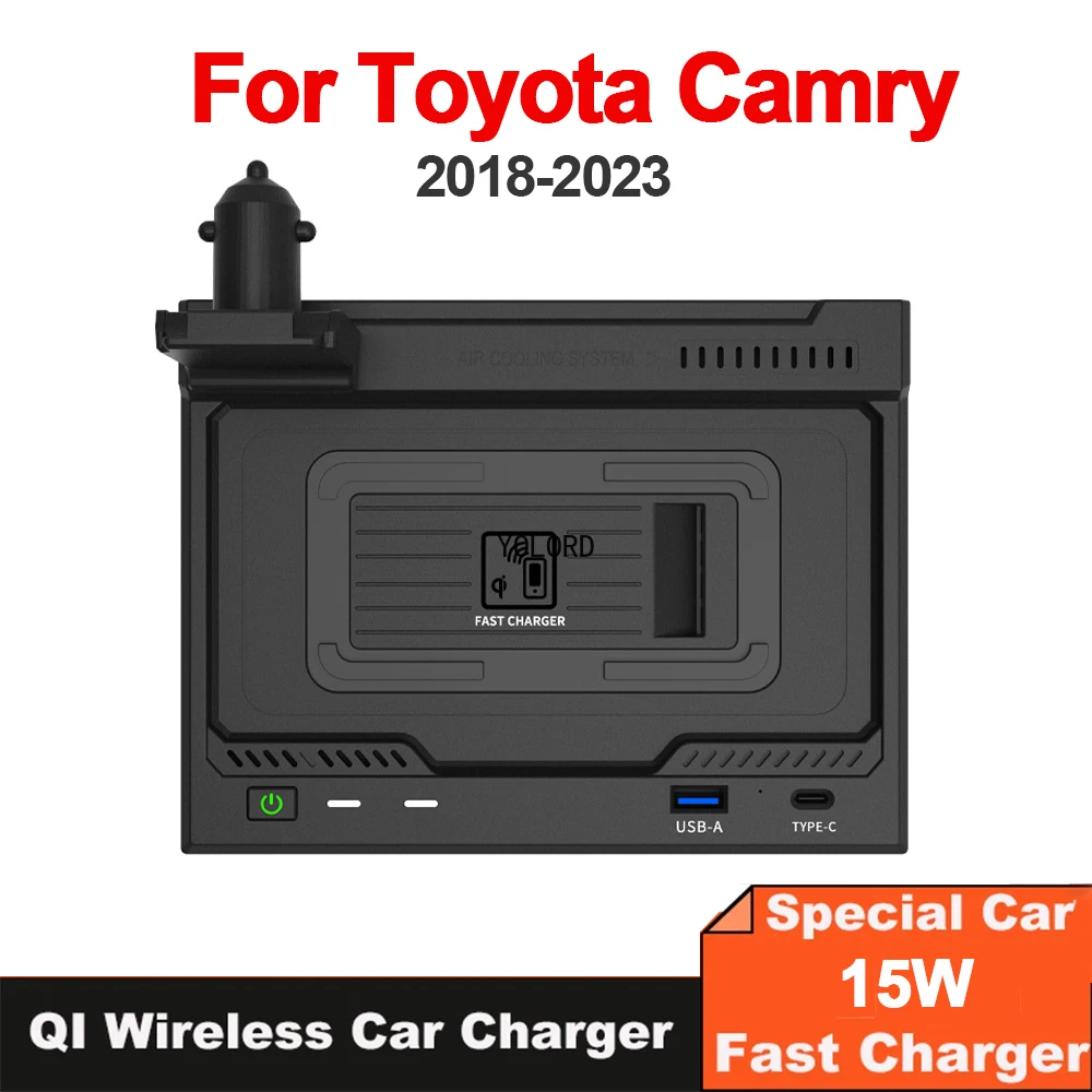 Car 15w QI Wireless Charger for Toyota Camry 2018-2023 Phone Holder Stand Mobile Mount Modifications Accessories Interior