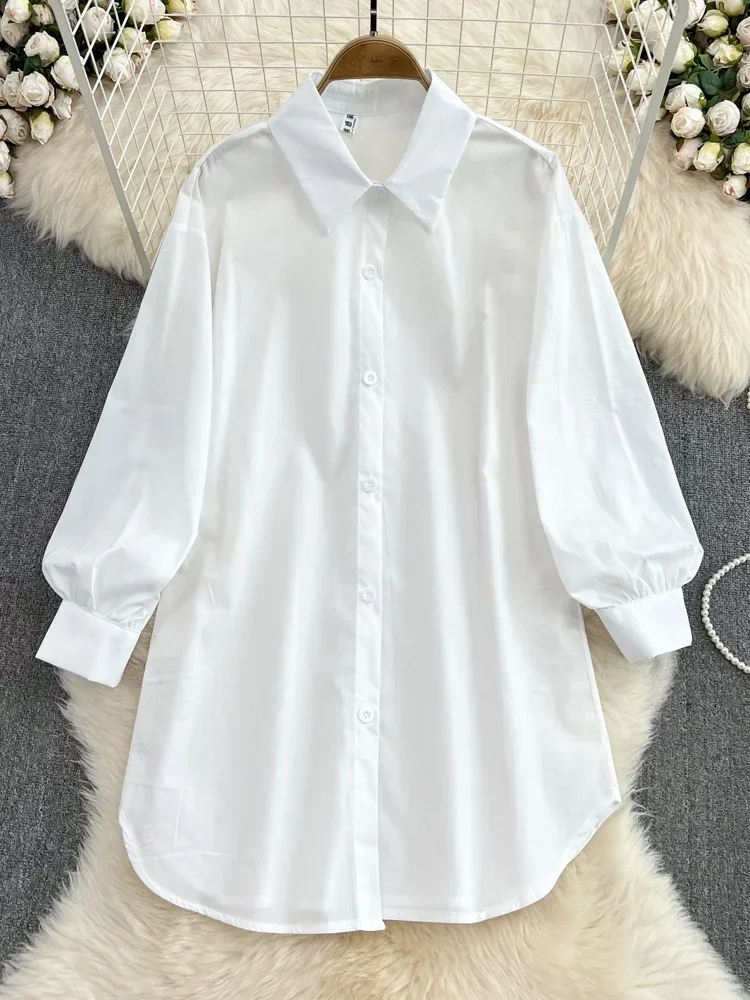 Women Spring Autumn New Vintage Hong Kong Style Temperament Waist Slim White Shirt Dress Two Piece Strap Vest D3094