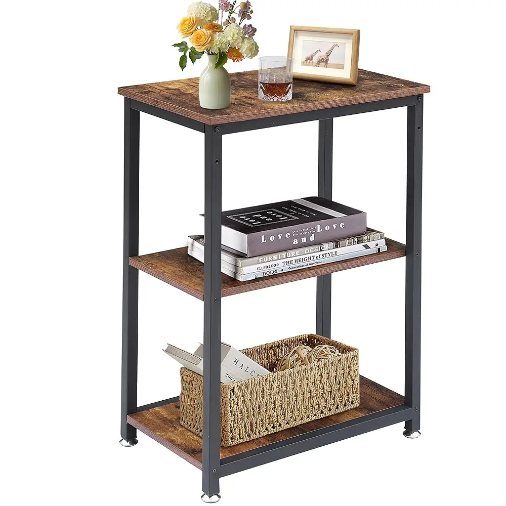 

Tall End Side Table,30"" Height Nightstand With 3-Tier Storage Shelf For Living Room Bedroom Office Hallway Study