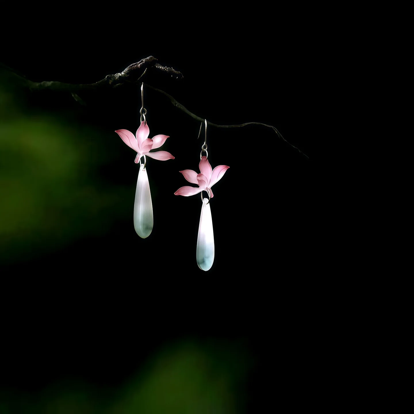 Chinese Style Hanfu Pink Magnolia Flower Water Drop Dangle Earrings Elegant Fairy Aesthetic Traditional Cheongsam Ancient Costum