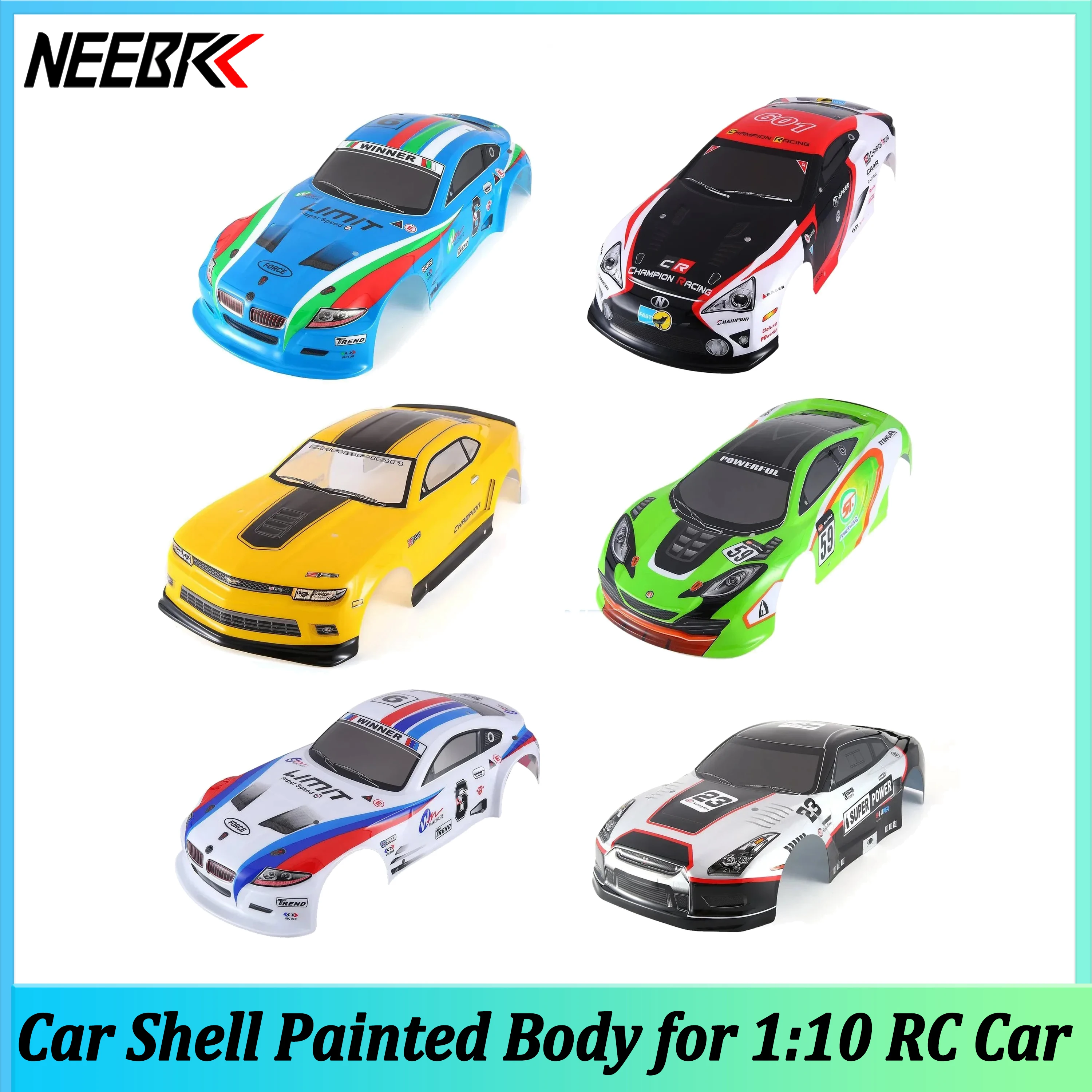 

NEEBRC 1/10 RC Car Shell Painted Body PVC Cover 255mm 260mm 265mm Wheelbase for Racing Drift Touring Model Yokomo HPI ZD TAMIYA