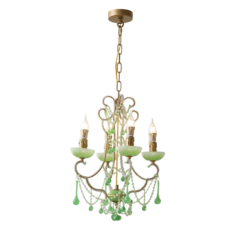 

American retro crystal chandelier dining room candle light French pastoral bedroom dining table cloakroom lamp