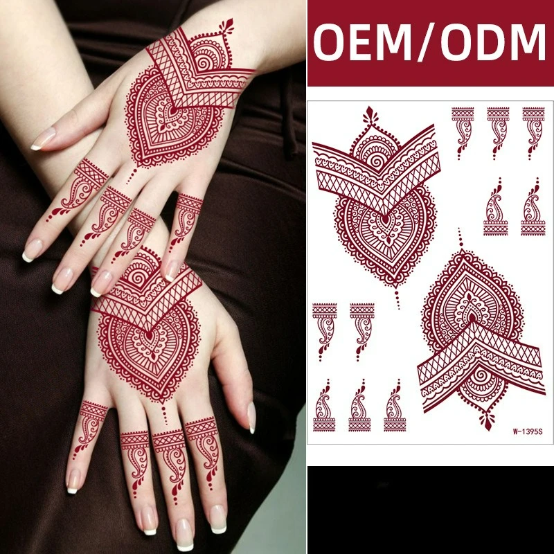 

Brown red lace Henna Temporary Tattoos,Tattoo Stickers,Waterproof Long-Lasting,Fake Tattoo for Women for Party Festival