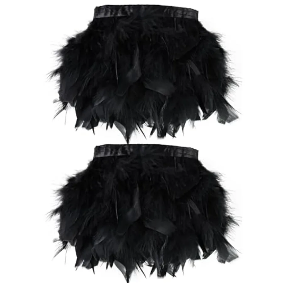 

Black 4 Yards Turkey Feather Trim - 4~6in Fashion Dress Sewing - Natural Fluffy Feather Trim Fringe for Party Clothing DIY Sewi