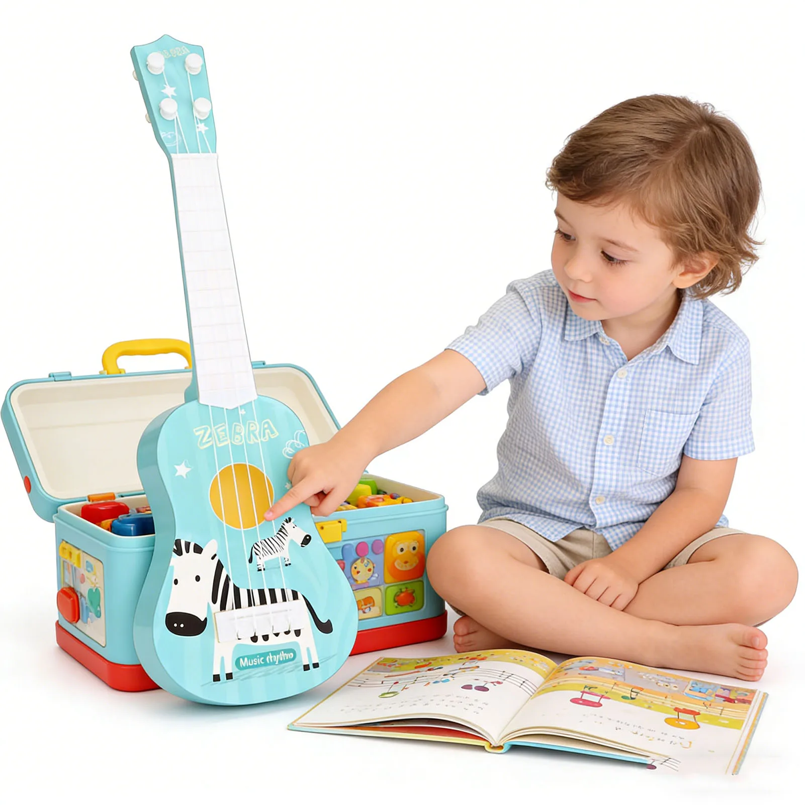 Ukulele  Simulation Ukulele Guitar Playable Educational Musical Instrument Early Learning Music  for Over 3 Years Old Kids