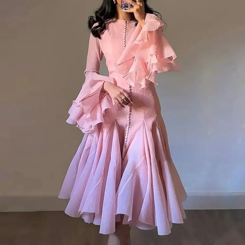 

Faionable Длинная женская юбка-миди с высоким воротником и кружевной отделкой на талии Pure Desire Sle, всесезонная одежда