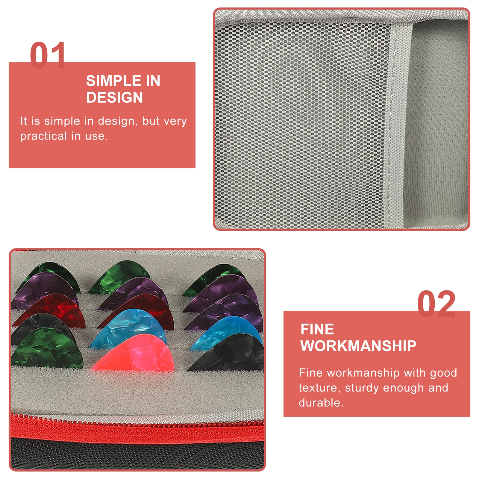 

Pick Storage Box Guitar Picks Bag with Bass Case Nylon Container Aid Performance Supplies Travel