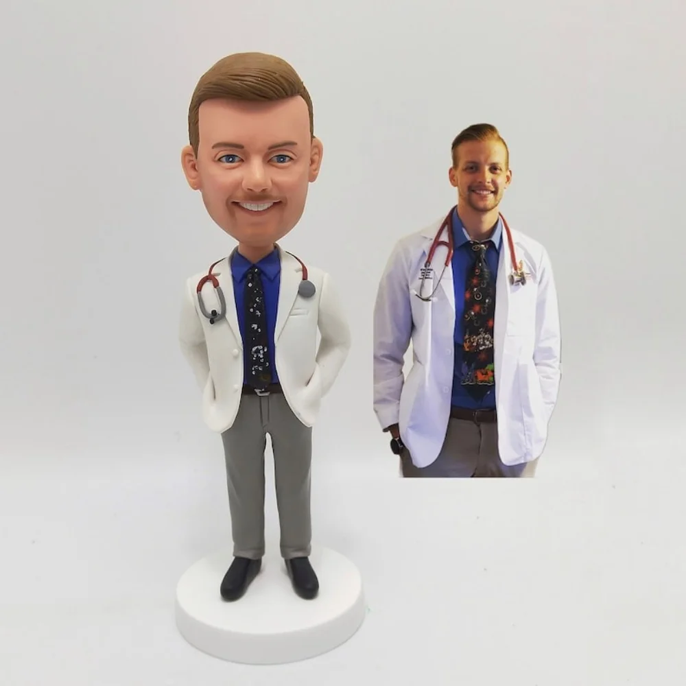 

Custom 3D Photo Bobblehead Handmade Clay Figurine Personalized Gift for Wedding Memory Anniversary