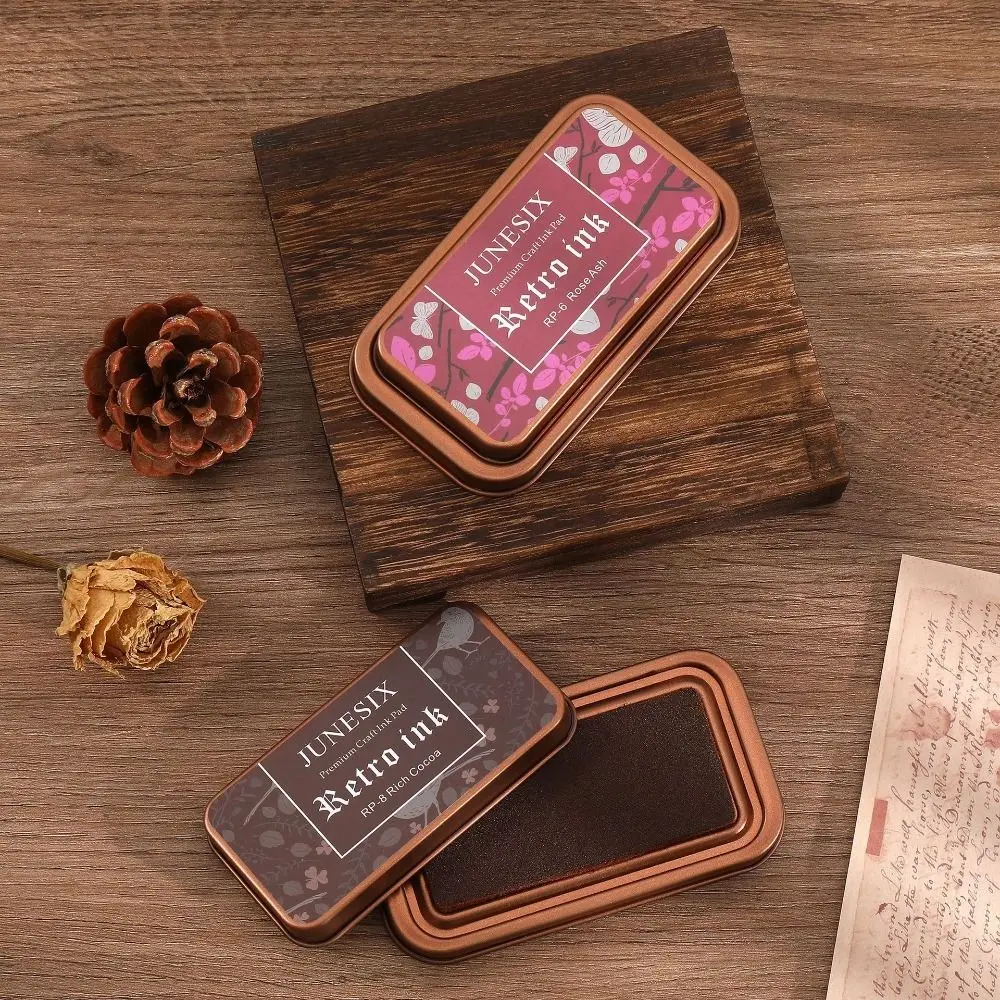 Student Supplies Vintage Iron Box Seal Stamp Handmade Colorful Scrapbooking InkPads Artistic Decorative Paper Inkpads Gift