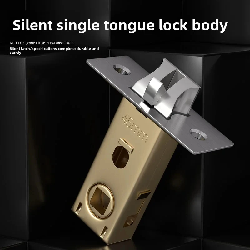 Privacy-protected Metal Single Tongue Lock Body, Universal Bathroom Bedroom Silent Lock Body Hardware Without Keys