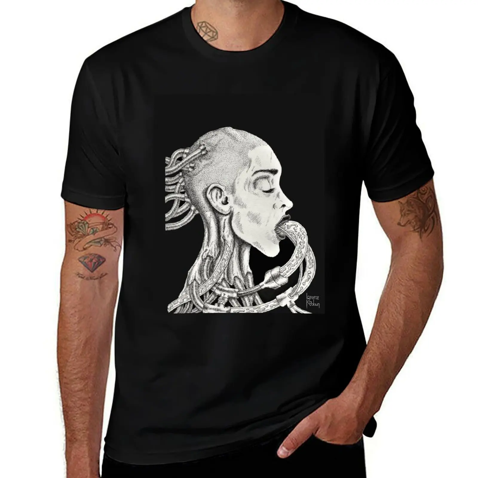 Dark Cyborg Pen and Ink T-Shirt Quick Dry Light Sports T-Shirt