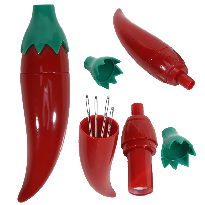 

Red Chili Pepper Shaped Needle Case Cute Plastic Sewing Needle Storage Box Craft Sewing Organizer For Small Needle Daily