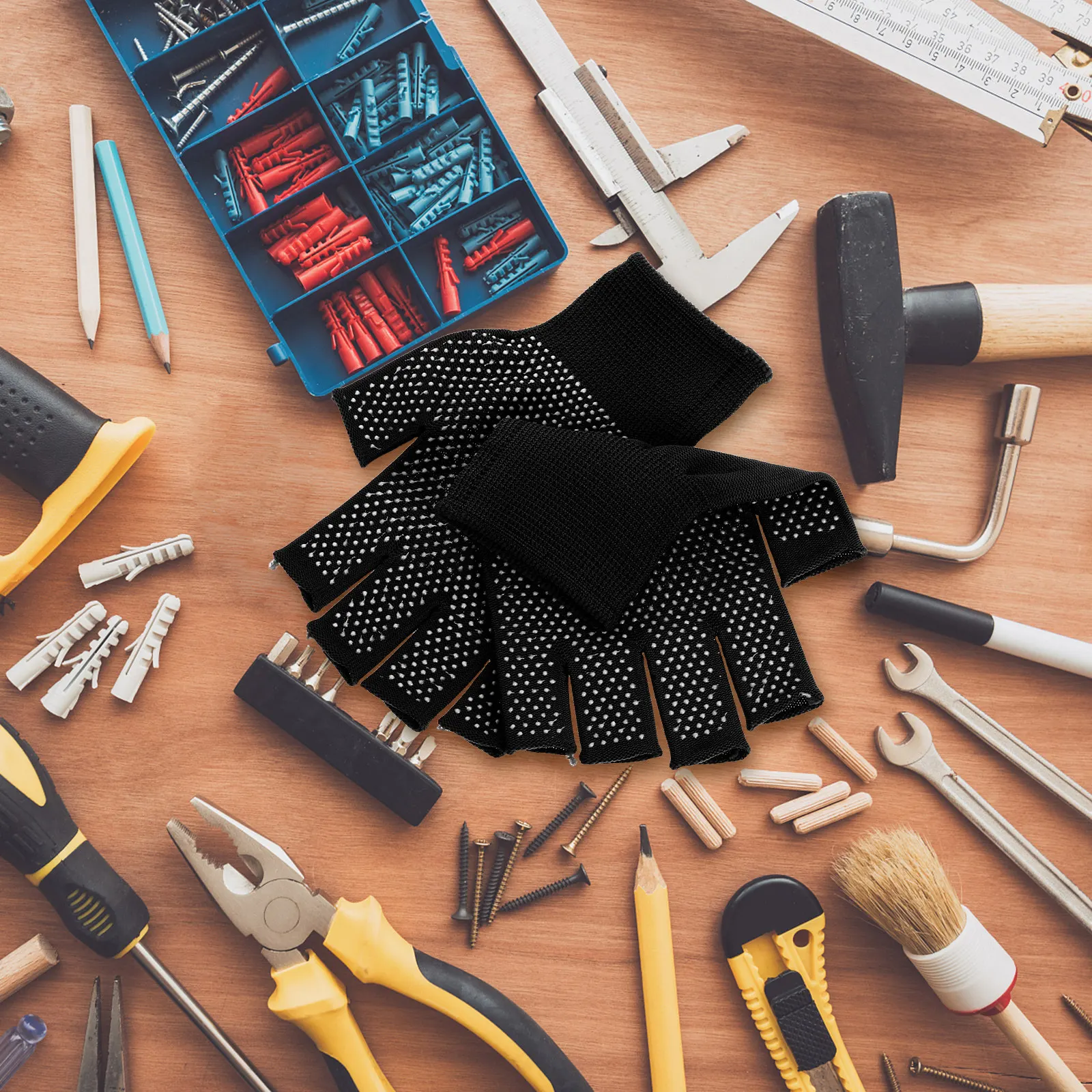 

5 пар рабочих перчаток без пальцев с нескользящим покрытием на ладони, теплые, дышащие, для работы в холодную погоду на улице и в помещении