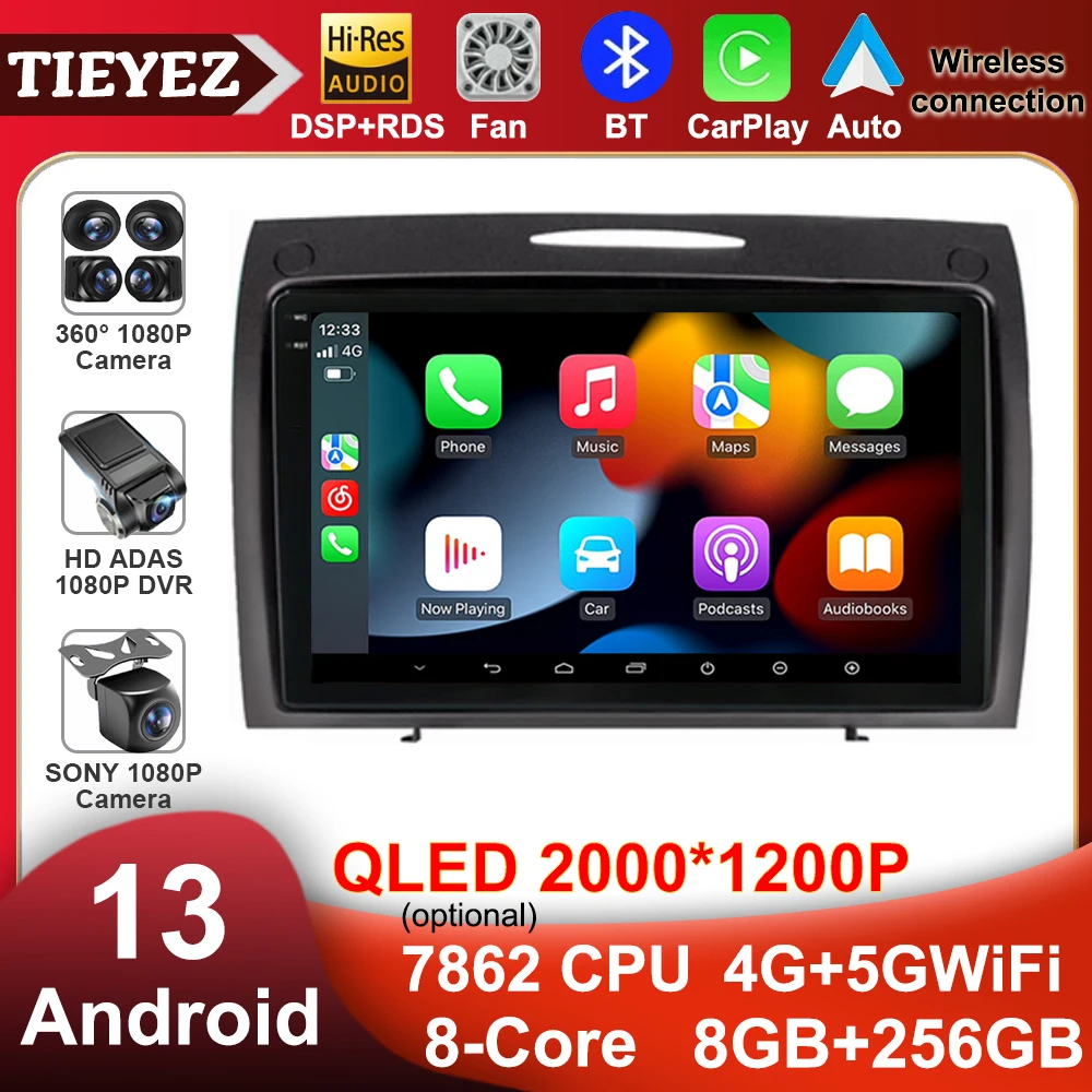 Android 13 For Mercedes Benz SLK Class R171 SLK200 SLK280 SLK300 2000 - 2011 Car Radio GPS Navigation Multimedia Player 2Din DVD