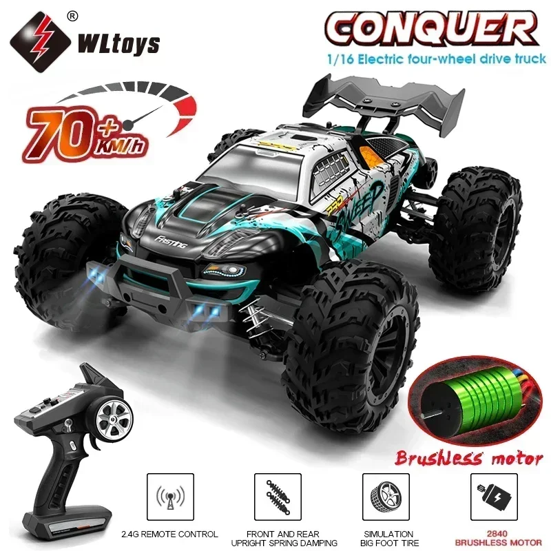 WLtoys 1:16 70KM/H OR 50KM/H 4WD RC Car With LED Remote Control Cars High Speed Drift Monster Truck for Kids VS 144001 Toys