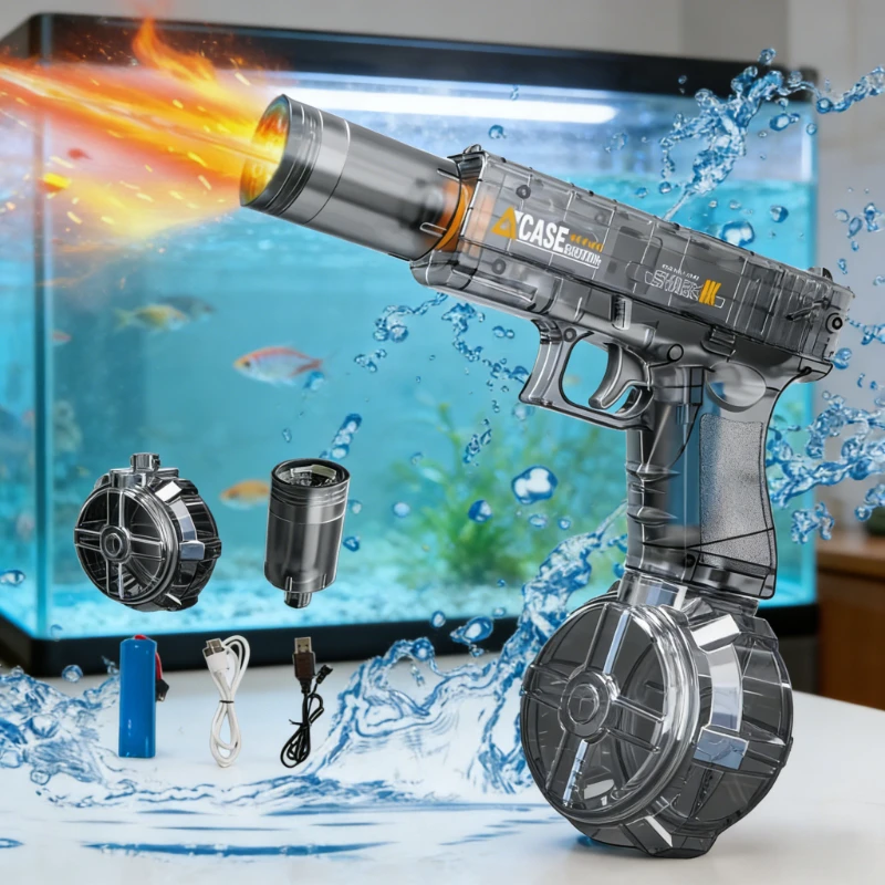 

Автоматический электрический водяной пистолет для детей, портативный, высоконапорный, для летних игр на улице, пляже, в бассейне, игрушка для водных боев, подарок