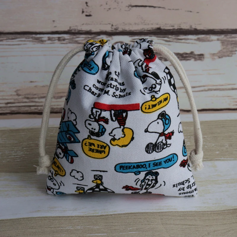 Cartoon Cute Snoopy Power Bank cellulare chiave moneta borsa cosmetica custodia in tela tasca con coulisse addensata