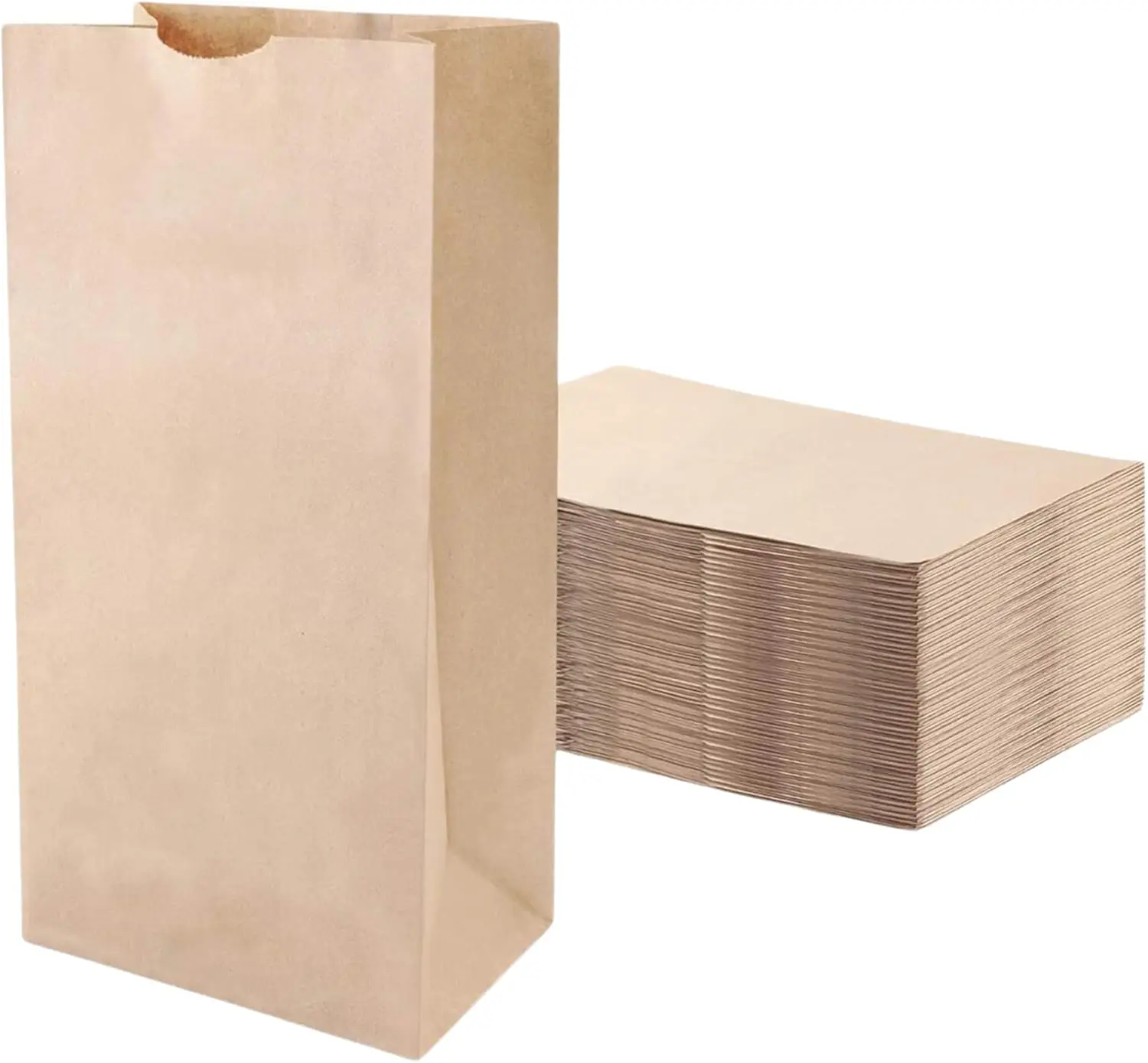 

2lb Brown Paper Bags 500ct - Recycled Kraft Food Safe for Restaurants & Takeout