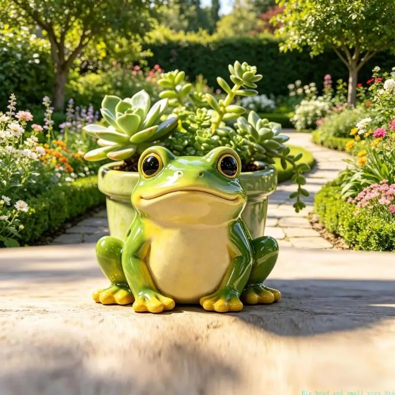581C Flower Pot Small Plant Holder With Drainage Hole for Desk Windowsill Shelf Outdoor Display, Animal Accent for Home