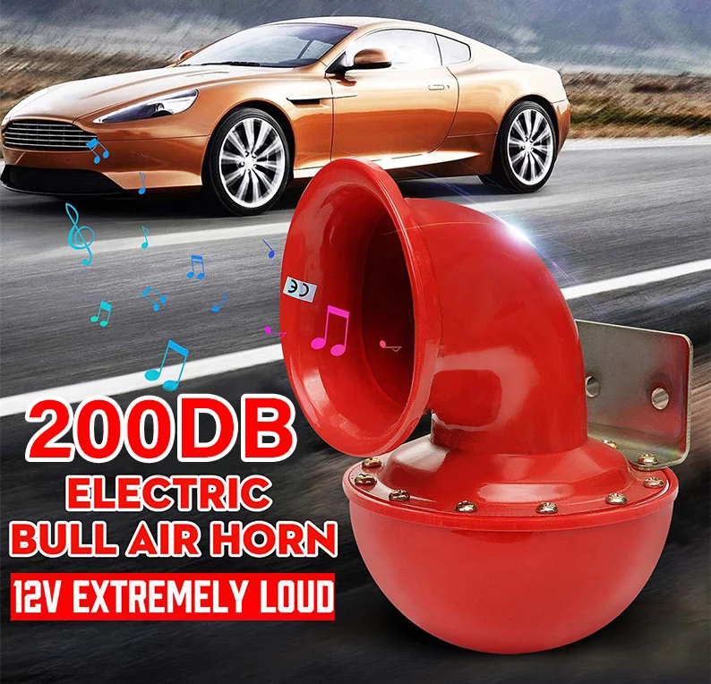 

12V 200Db Red Electric Bull Horn For Car Motorcycle Truck Boat Super Loud Raging Sound Metal Abs Horn 175Hz Universal Fit