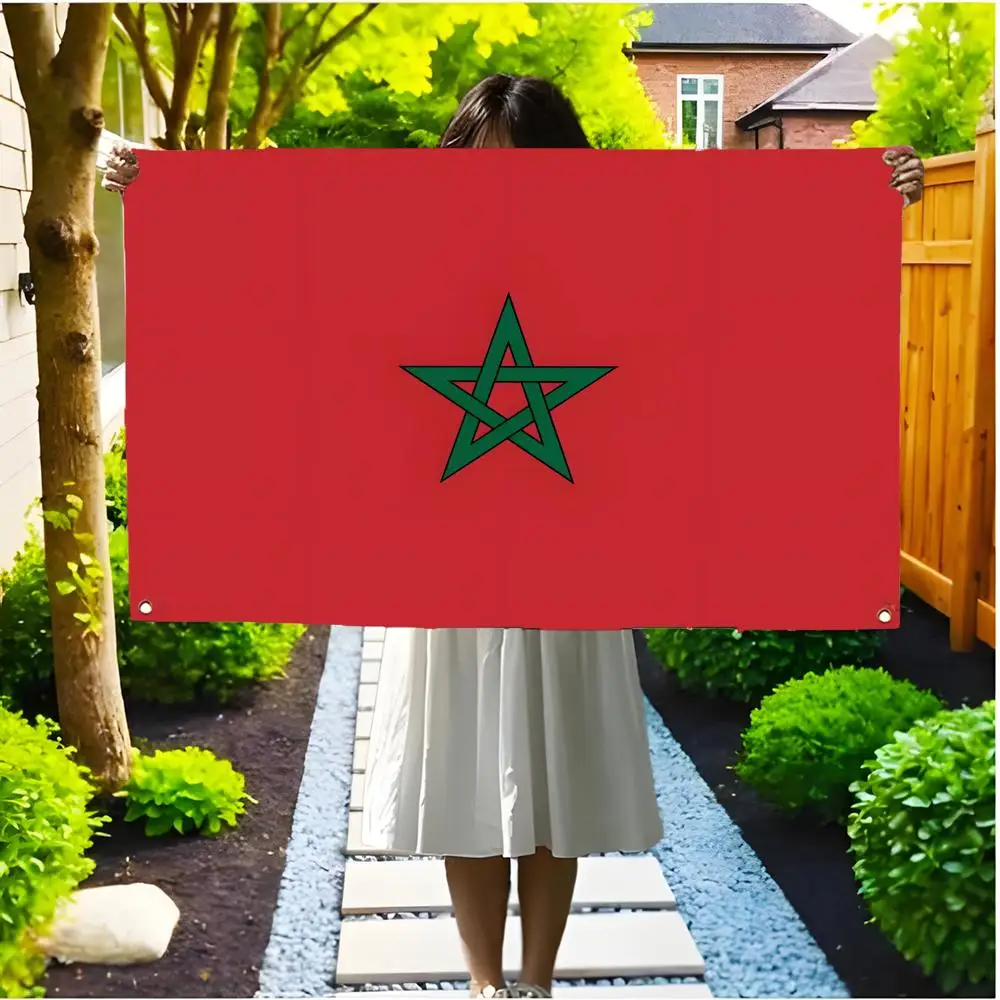 Geometric Historic Morocco Flags Borderless four-ring ornament indoor outdoor decoration effortless to hang