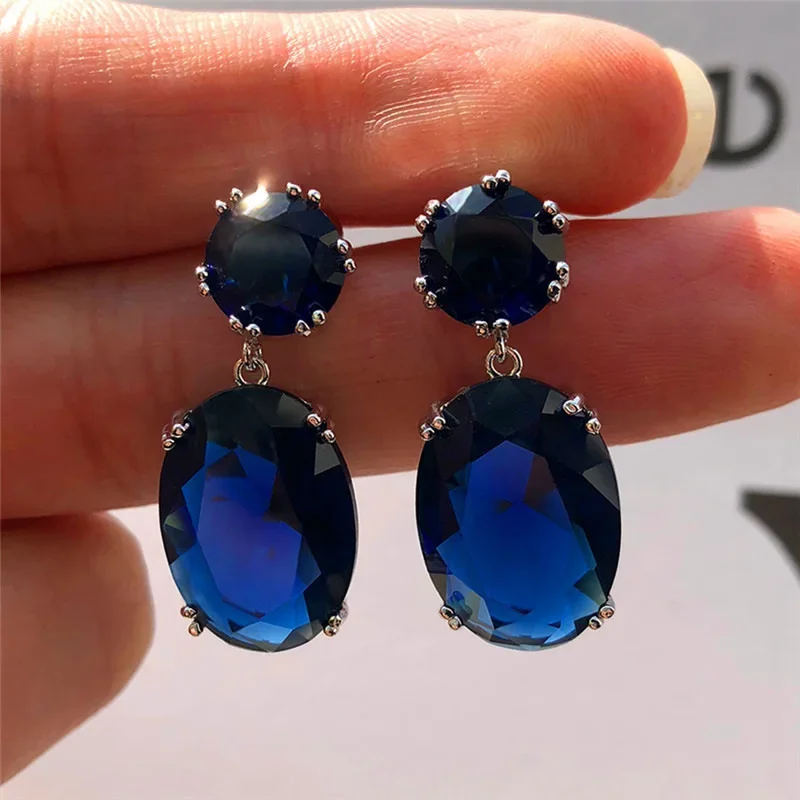 Stylish and elegant lady, egg-shaped large zircon ear studs, dragonfly in multiple colors, factory direct sales