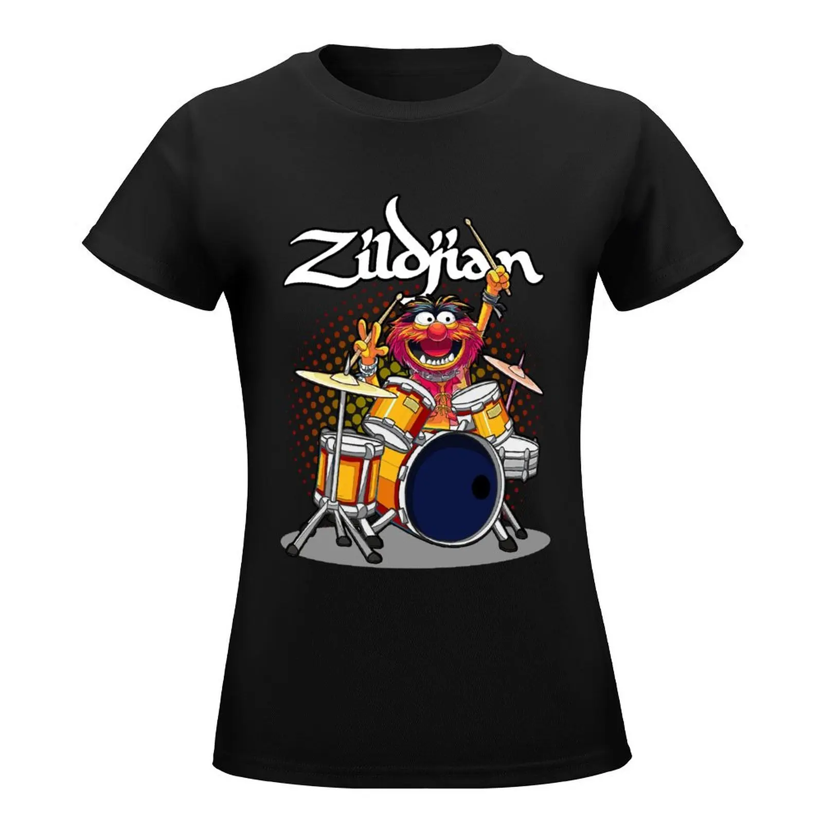 ANIMAL DRUMMER ZILDJIAN CYMBALS T-Shirt Female clothing summer clothes graphic t-shirts for Women