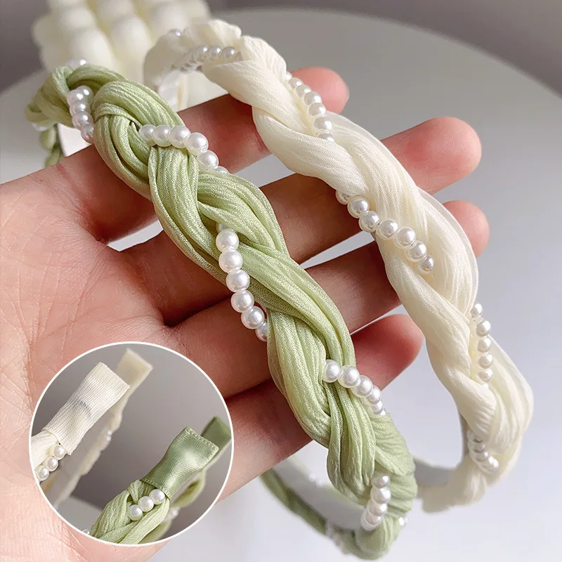 Fashionable Commuter Headband with Forest Fairy Style, Linen Pearl Headband for Women Fashionable Hair Accessory