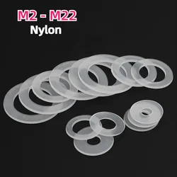 20-200pcs PE Nylon White Transparent Flat Washer Insulation Gasket Sealing Ring Flat Washer M2 M3 M3.5 M4 M5 M5.8 M6-M22