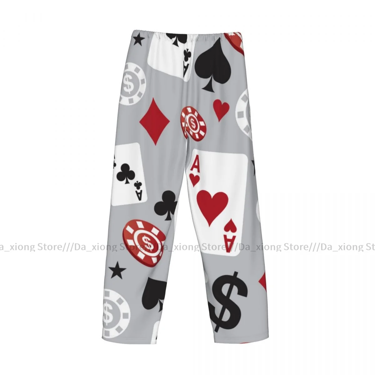 Men's Sleepwear Loose Sleep Pants Pajamas Poker Pattern Long Lounge Bottoms Casual Homewear