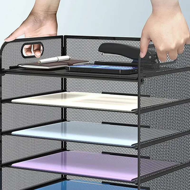 Imagem -05 - Mesh Paper Tray Organizer para Desk Metal Mesh Compact And Sturdy Desktop Letter Organizer