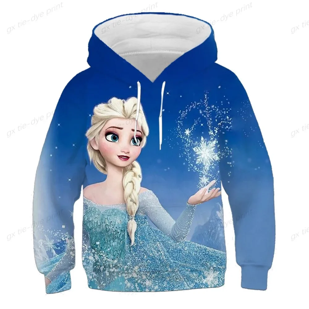 المجمدة 2 هوديس إلسا الأميرة ربيع الخريف الفتيات طويلة الأكمام بلوزات الملابس الكرتون الرياضة غير رسمية مقنعين القمم 1-14 سنة