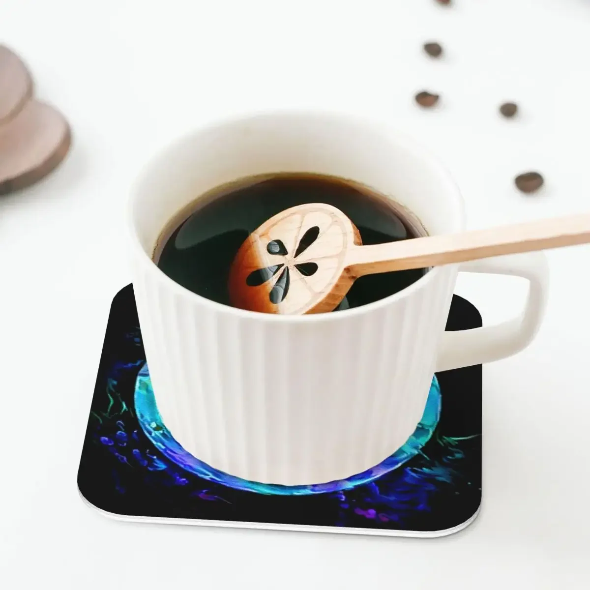 Black Light Vault Hunter Coaster Coffee Mats Set of 4 Placemats Cup Tableware Decoration & Accessories Pads for Home Kitchen Bar