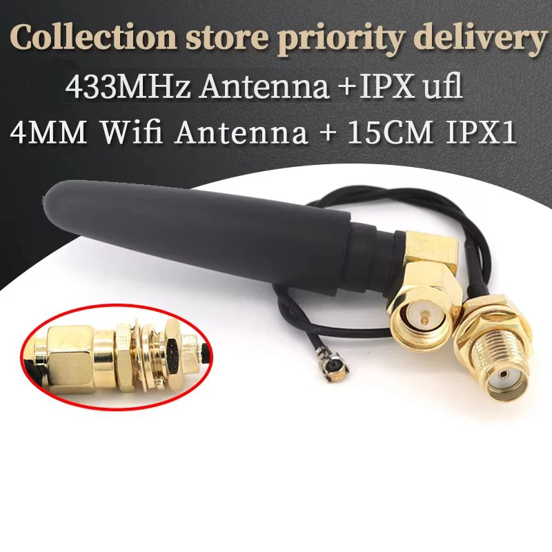 433MHz Antenna +  IPX ufl. Pigtail Cable 1.13 Lora Lorawan 3dbi GSM Antennas 433 MHz Directional Antenne SMA Male Connector