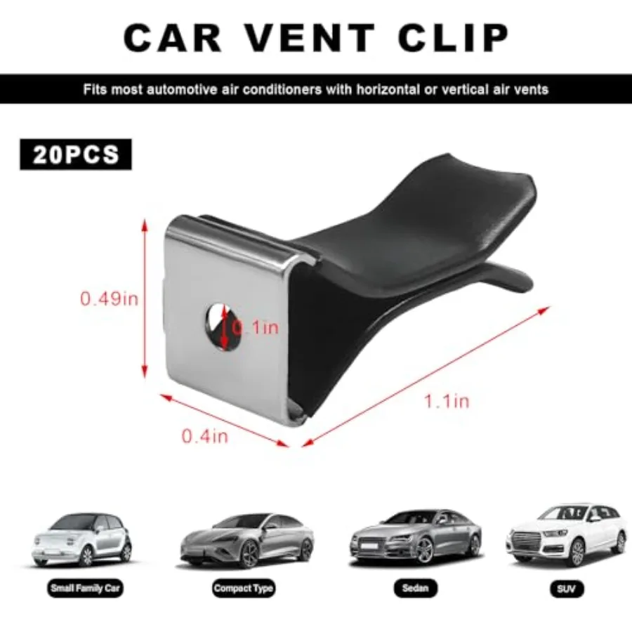 20PCS Square Head Car Vent Clips, Auto Air Conditioner Decorative Clips Output Perfume Clamp, Metal Air Freshener Clip Vent Out - view 2