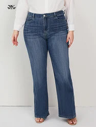 Plus Size Frauen Jeans weites Bein Frauen Jeans Herbst gerade Dame lose große Jeans cm Dame Frauen Jeans in voller Länge