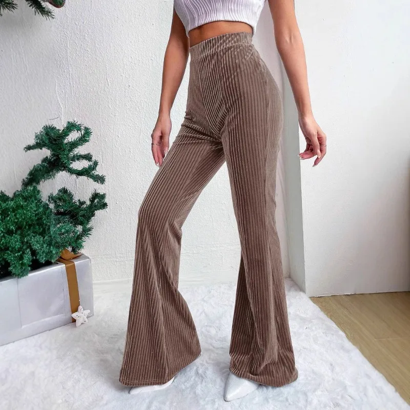 

Women Corduroy High Waist Flare Wide Leg Pants Loose Straight Casual Trousers Autumn Winter Sport Streetwear Sweatpant Fleece