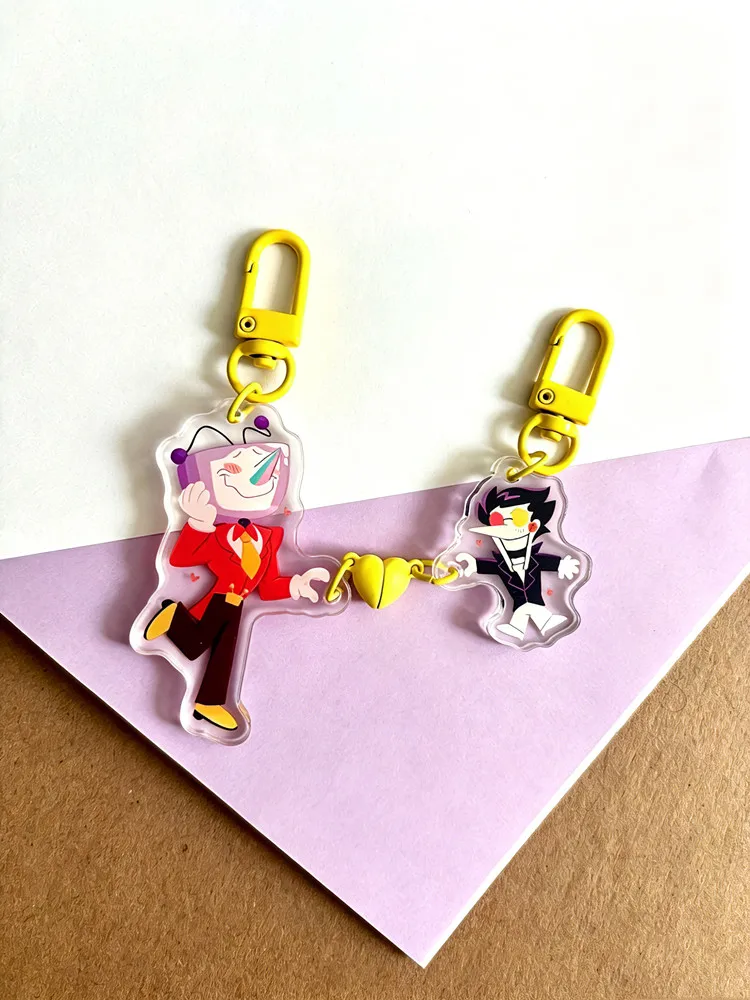 Divorcable Spamtenna Charms | 2.5 inches and 1.5 inch acrylic charms | Magnetic Heart Duo Charms | Yaoi Keychains | Deltarune