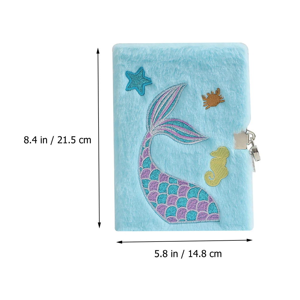 Girl Cartoon Plush Locked Notebook Mermaid Tail Diary The Lockable Fluffy for Notes Taking Paper Notepad with Travel